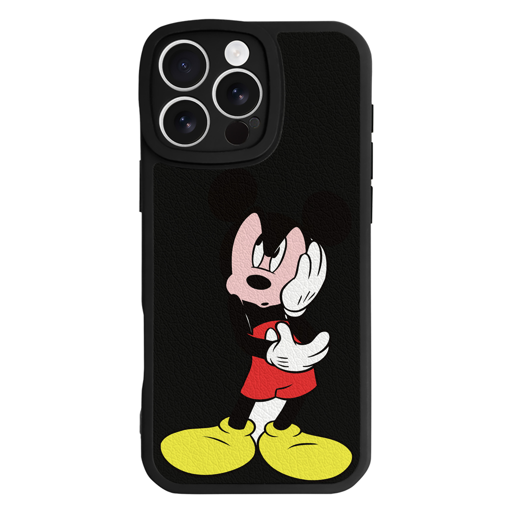 （画像用） ミッキーマウス Mickey Mouse 【iPhone 16シリーズ対応】シリコンスマホケース（レザー調） 材質：シリコン